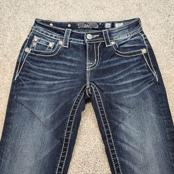Miss Me Jeans Womens 26R Dark Wash Boot Cut Embellished Pockets Denim NWT - Picture 1 of 9